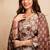Brown magic cotton printed kurta set with dupatta & pant | v-neck embroidered kurti