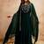 Dark green georgette embroidered anarkali dress with cape (no bottom) sleeveless party wear