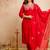 Red chanderi embroidered kurti set with dupatta stitched kurti pant set for women