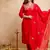 Red chanderi embroidered kurti set with dupatta stitched kurti pant set for women