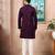 Wine color stylish cotton fabric woven dobby designer kurta payjama for men's