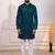 Teal color stylish cotton fabric woven dobby designer kurta payjama for men's