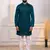 Teal color stylish cotton fabric woven dobby designer kurta payjama for men's
