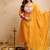 Yellow chanderi embroidered kurta set with dupatta & pants flared kurti for women