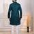 Teal color stylish cotton fabric woven dobby designer kurta payjama for men's
