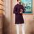 Wine color stylish cotton fabric woven dobby designer kurta payjama for men's