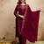Maroon embroidered vichitra kurti pant dupatta set | stitched kurta set for women |