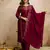 Maroon embroidered vichitra kurti pant dupatta set | stitched kurta set for women |