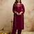 Maroon embroidered vichitra kurti pant dupatta set | stitched kurta set for women |