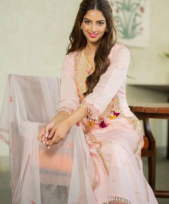  chanderi kurti pant dupatta setethnic wear for women 4