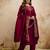 Maroon embroidered vichitra kurti pant dupatta set | stitched kurta set for women |