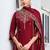 Maroon embroidered vichitra kurti pant dupatta set | stitched kurta set for women |