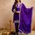 Blue chinon embroidered a-line kurti set with pant & dupatta