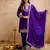Blue chinon embroidered a-line kurti set with pant & dupatta