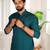 Teal color beautiful cotton fabric designer embroidery work ceremonial men's party attire