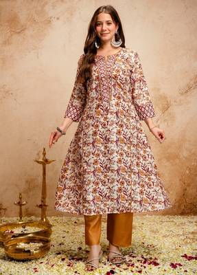 ethnic magic cotton kurta set with pants & mul cotton dupatta 3
