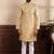 Mustard color art silk fabric stylish fancy partywear kurta payjama for men's