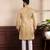 Mustard color art silk fabric stylish fancy partywear kurta payjama for men's