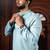 Sky blue color beautiful cotton fabric designer embroidery work ceremonial men's party attire