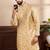 Mustard color art silk fabric stylish fancy partywear kurta payjama for men's