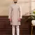 Lavender color art silk fabric stylish fancy partywear kurta payjama for men's
