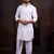 Off white color cotton satin fabric beautiful solid festive special kurta payjama