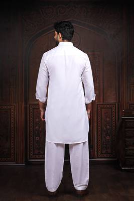 Off white color cotton satin fabric beautiful solid festive special kurta payjama 2
