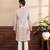 Lavender color art silk fabric stylish fancy partywear kurta payjama for men's