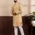 Mustard color art silk fabric stylish fancy partywear kurta payjama for men's