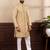 Mustard color art silk fabric stylish fancy partywear kurta payjama for men's