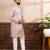 Lavender color art silk fabric stylish fancy partywear kurta payjama for men's