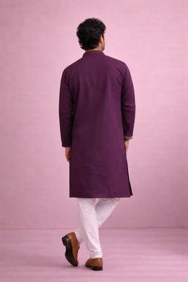 Wine color rolex silk fabric designer kurta payjama for men 2