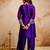 Blue chinon embroidered a-line kurti set with pant & dupatta