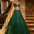 DarkGreen Net Heavy Embroidery Sequence work Bridal Lehenga Choli with Dupatta For Women