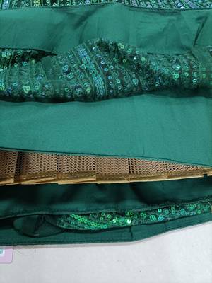 DarkGreen Net Heavy Embroidery Sequence work Bridal Lehenga Choli with Dupatta For Women 6