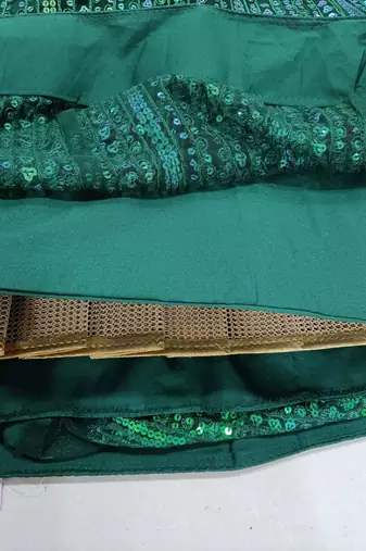 DarkGreen Net Heavy Embroidery Sequence work Bridal Lehenga Choli with Dupatta For Women