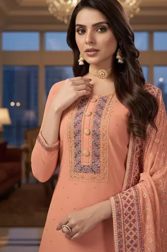 Blue color smat and designer embrodiered sharara dress for ceremonial looks
