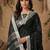 Black color linen cotton fabric woven meena rich pallu border designer saree