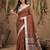 Brown color linen cotton fabric woven meena rich pallu border designer saree
