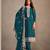 Turquoise organza embroidery work designer salwar suit