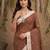 Brown color linen cotton fabric woven meena rich pallu border designer saree