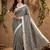 Grey color linen cotton fabric woven meena rich pallu border designer saree
