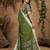 Green color linen cotton fabric woven meena rich pallu border designer saree