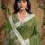 Green color linen cotton fabric woven meena rich pallu border designer saree