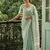 Rama color linen fabric woven designer fancy ethnic saree