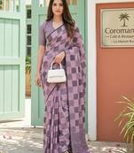 Dusty pink beautiful woven designer linen cotton saree