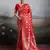 Red silk blend fabric woven designer heavy ceremonial saree