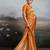 Orange color silk blend fabric woven designer heavy ceremonial saree