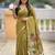 Mahendi color cotton silk fabric  wevon meenakari designer ethnic partywear saree