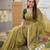 Mahendi color cotton silk fabric  wevon meenakari designer ethnic partywear saree